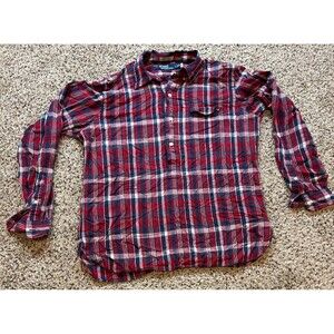 Polo Ralph Lauren Shirt Bleeding Madras Large Red Plaid 4 Button Pull Over